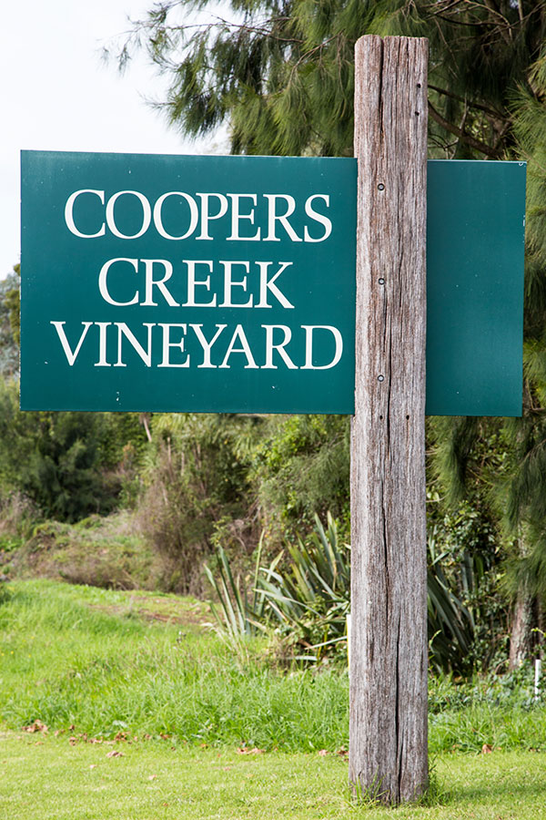 Coopers Creek Vineyard road sign