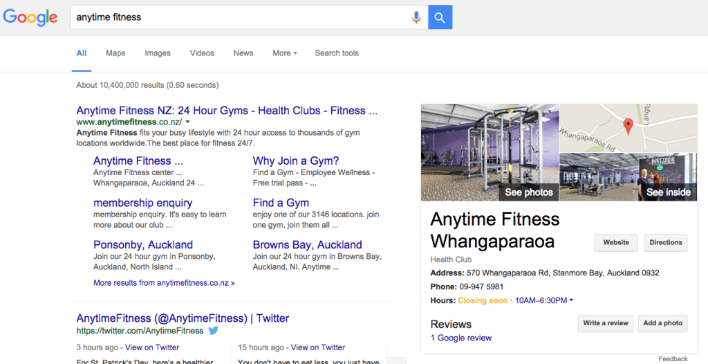 After topVIEW Street View inside - Anytime Fitness Whangaparaoa Google SERP