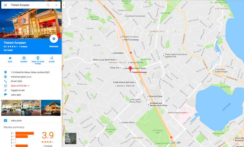 Google Maps screenshot for Tristram European